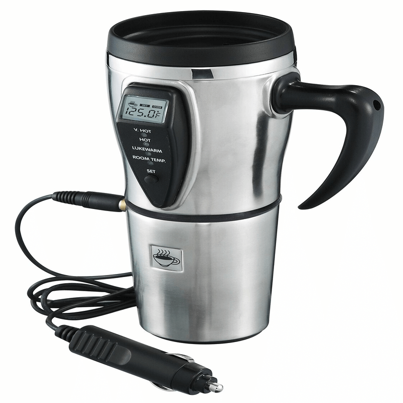 Heated Smart Travel Mug with Temperature Control - 16 ounce- 12V -  Stainless Steel